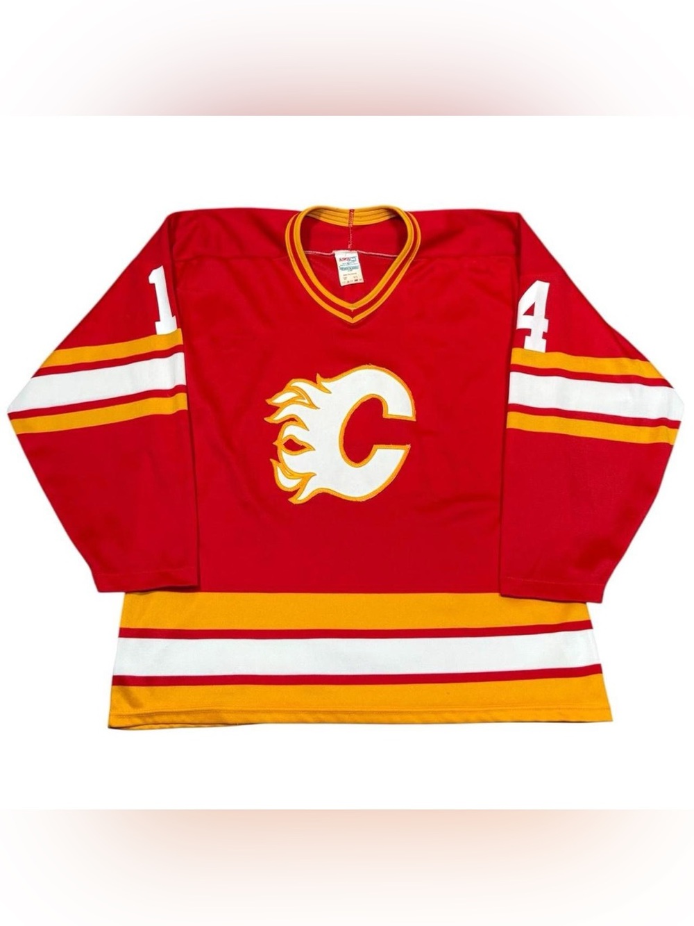 Vintage 1980s Calgary Flames CCM Maska NHL Hockey Jersey Red